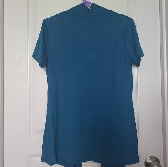 Women's Open Front Short Sleeve Cardigan - Picture 2 of 2